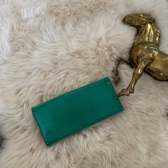 Tory Burch Teal Patent Leather Envelope Wallet - Picture 3 of 8